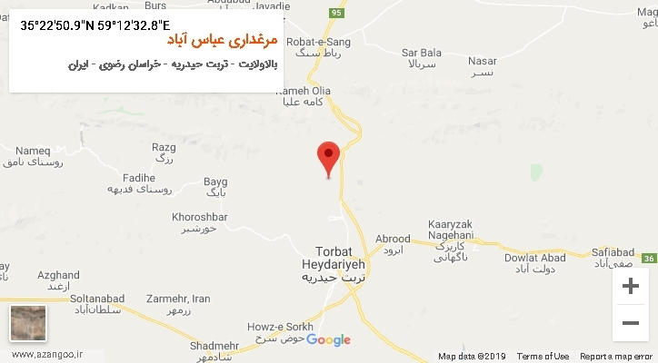 روستای مرغداری عباس آباد بر روی نقشه