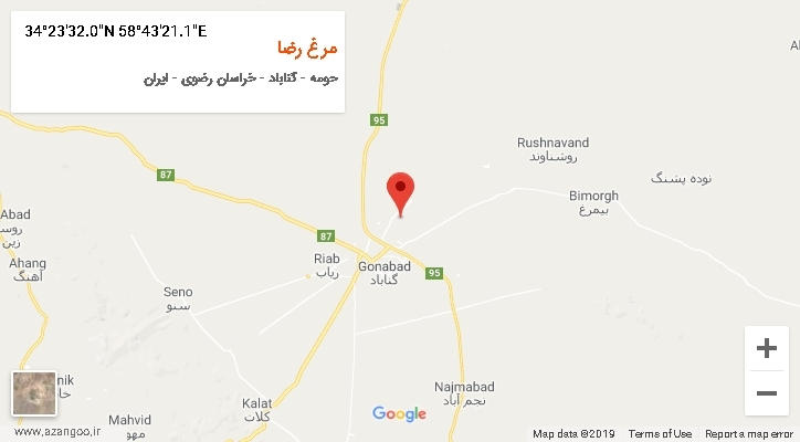 روستای مرغ رضا بر روی نقشه