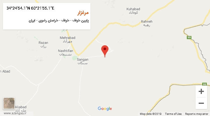 روستای مرغزار بر روی نقشه