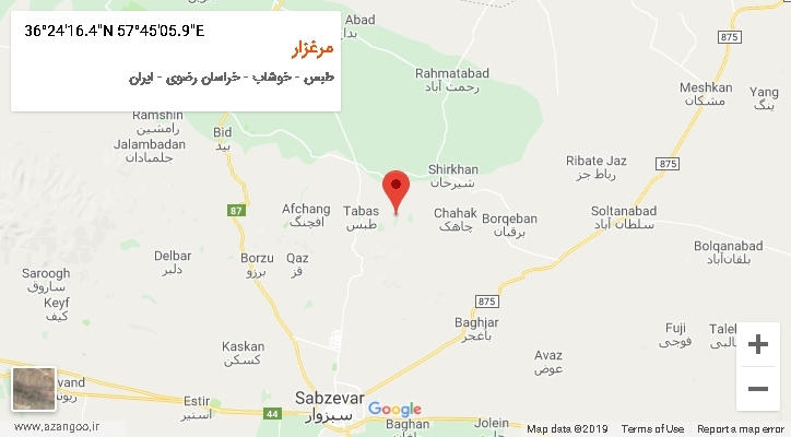 روستای مرغزار بر روی نقشه