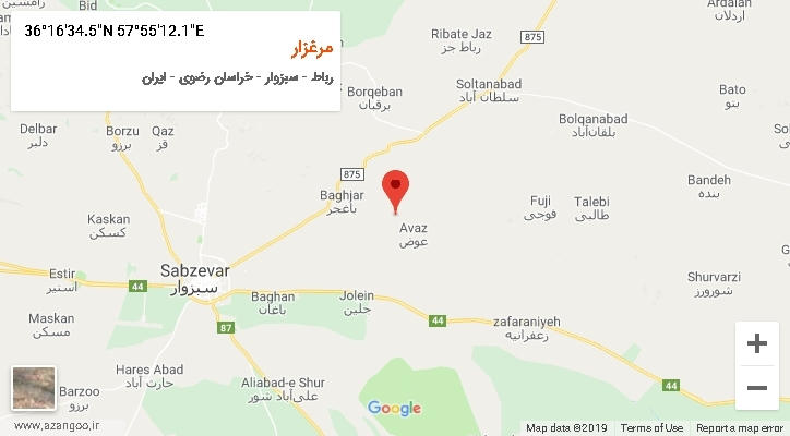 روستای مرغزار بر روی نقشه