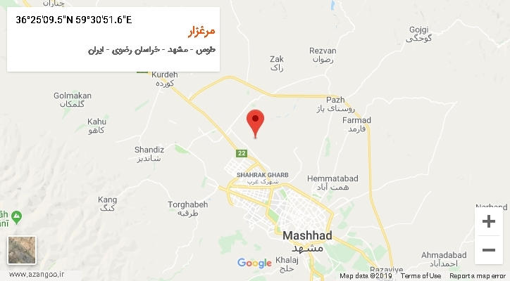 روستای مرغزار بر روی نقشه