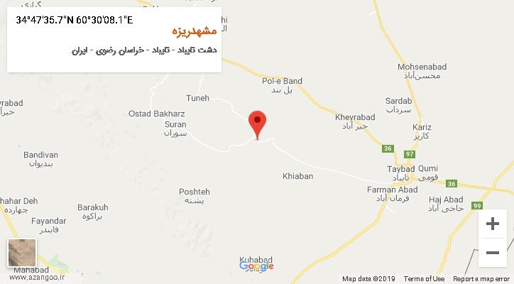 روستای مشهدریزه بر روی نقشه