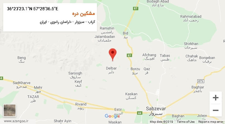 روستای مشکین دره بر روی نقشه