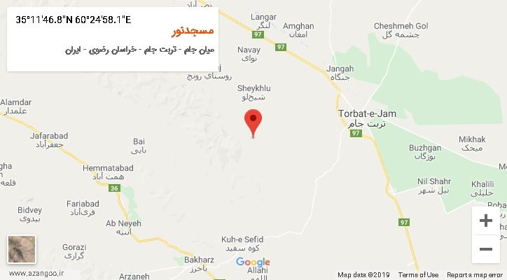 روستای مسجدنور بر روی نقشه