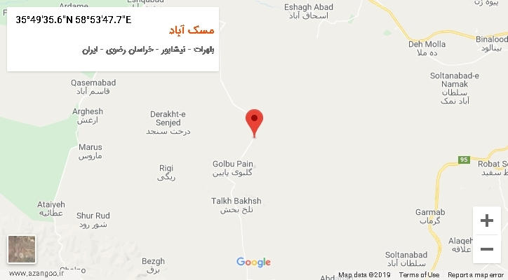 روستای مسک آباد بر روی نقشه