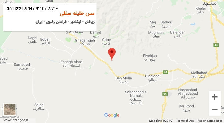 روستای مس خلیفه سفلی بر روی نقشه