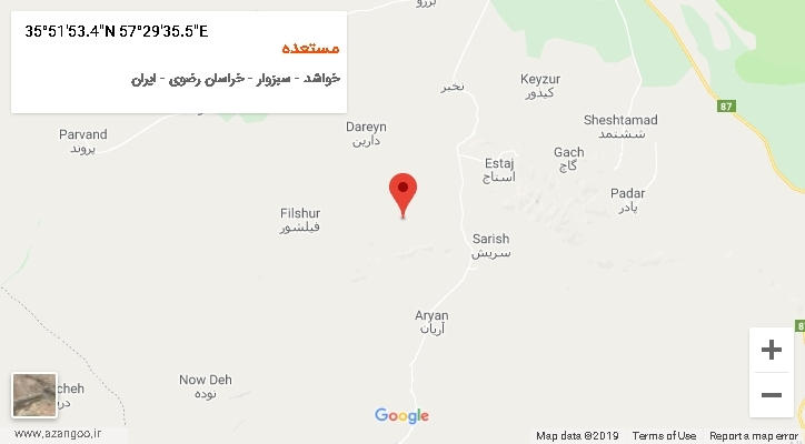 روستای مستعده بر روی نقشه