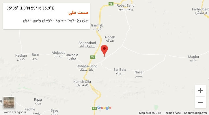 روستای مست علی بر روی نقشه
