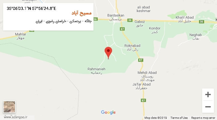 روستای مسیح آباد بر روی نقشه