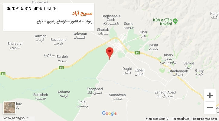 روستای مسیح آباد بر روی نقشه