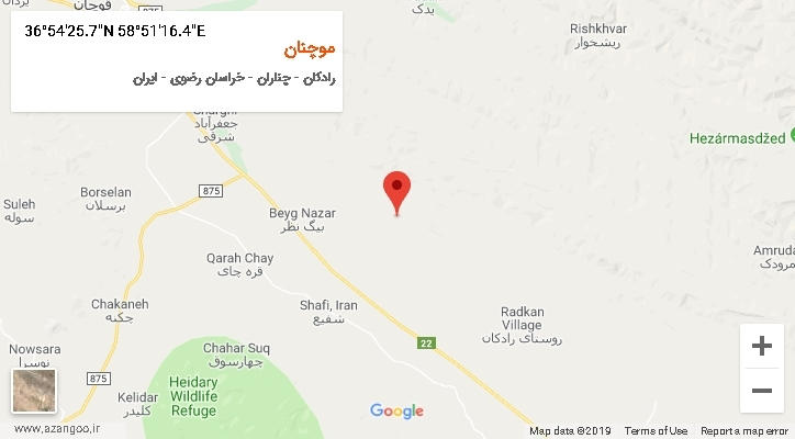 روستای موچنان بر روی نقشه