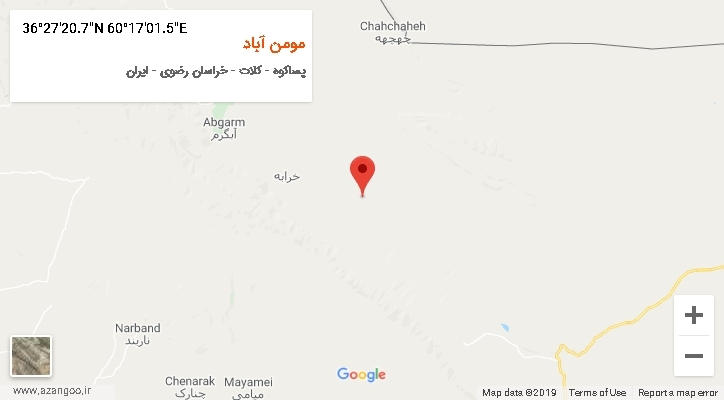 روستای مومن آباد بر روی نقشه
