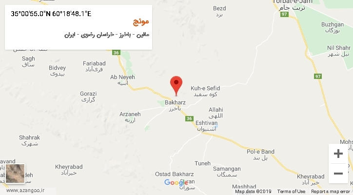 روستای مونج بر روی نقشه