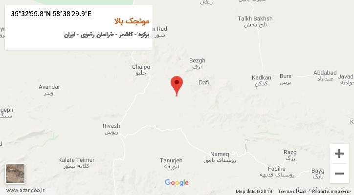 روستای مونجک بالا بر روی نقشه