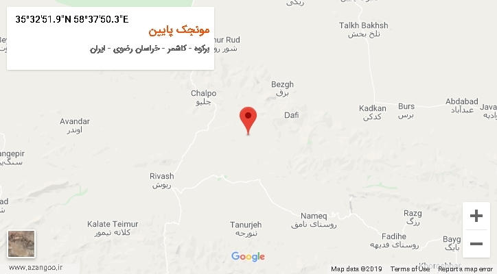 روستای مونجک پایین بر روی نقشه