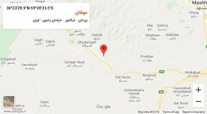 روستای موشان بر روی نقشه