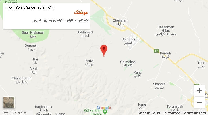 روستای موشنگ بر روی نقشه