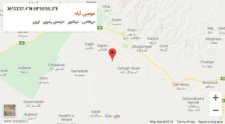 روستای موسی آباد بر روی نقشه