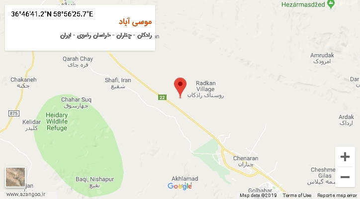 روستای موسی آباد بر روی نقشه