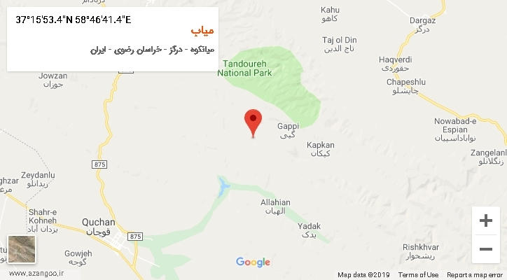 روستای میاب بر روی نقشه
