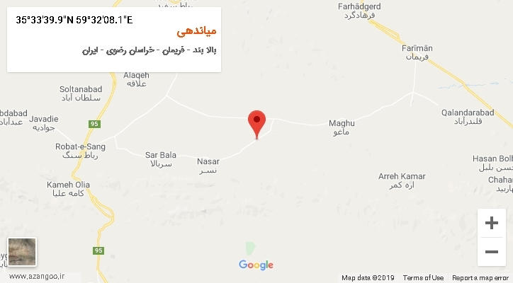 روستای میاندهی بر روی نقشه