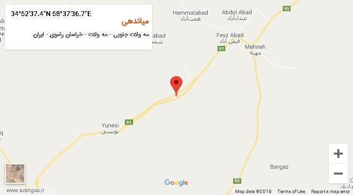 روستای میاندهی بر روی نقشه