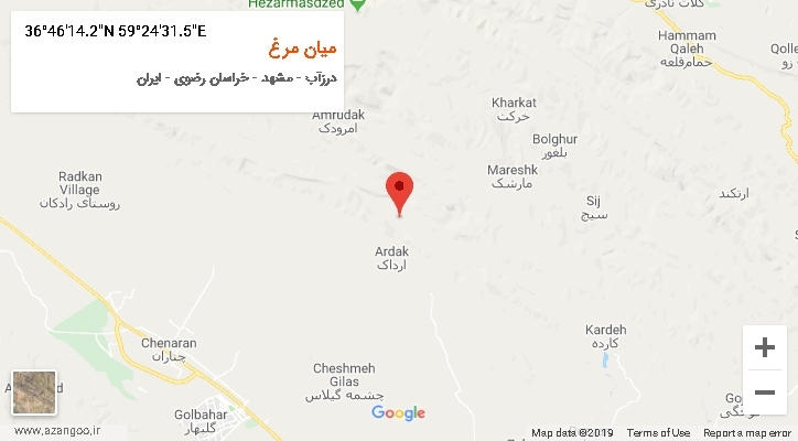 روستای میان مرغ بر روی نقشه