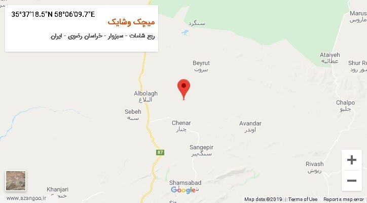روستای میچک وشایک بر روی نقشه