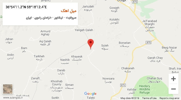 روستای میل اهک بر روی نقشه