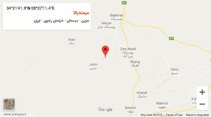 روستای میمندبالا بر روی نقشه