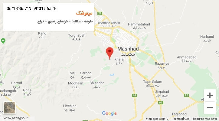 روستای مینوشک بر روی نقشه