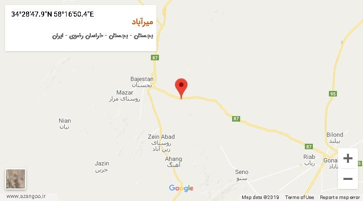 روستای میرآباد بر روی نقشه