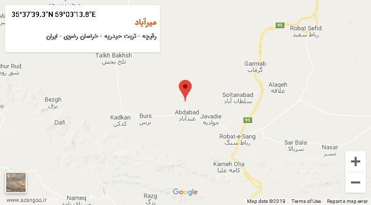 روستای میرآباد بر روی نقشه