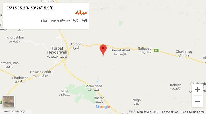 روستای میرآباد بر روی نقشه
