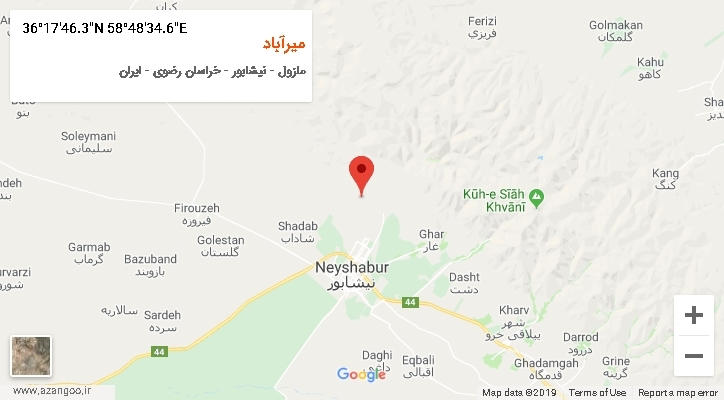 روستای میرآباد بر روی نقشه