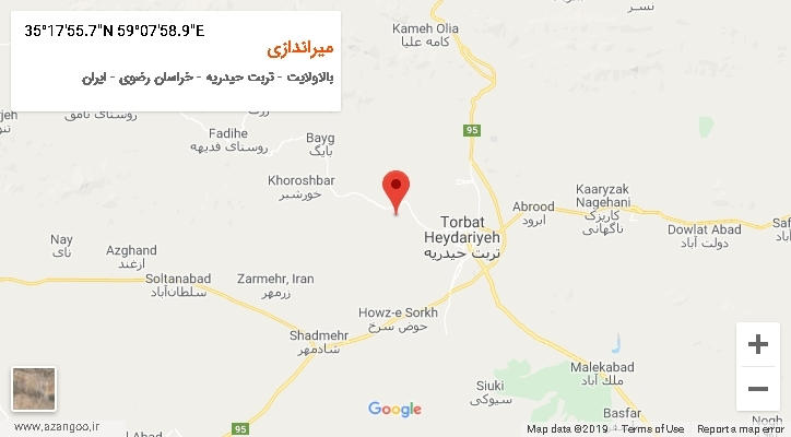 روستای میراندازی بر روی نقشه