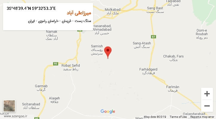 روستای میرزاعلی آباد بر روی نقشه