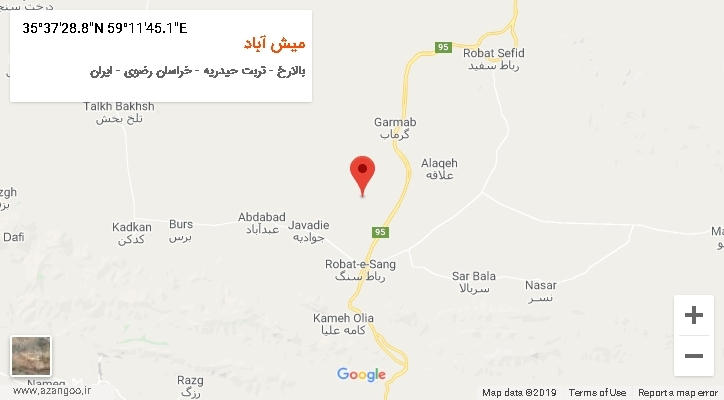 روستای میش آباد بر روی نقشه