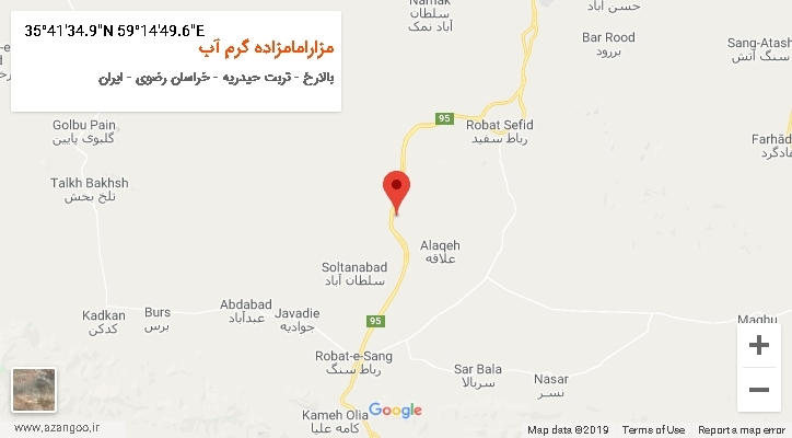 روستای مزارامامزاده گرم آب بر روی نقشه