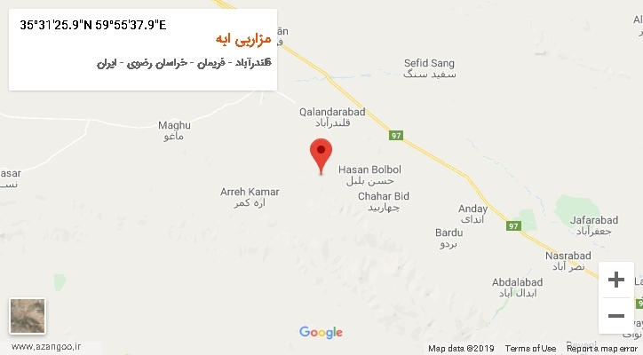 روستای مزاربی ابه بر روی نقشه