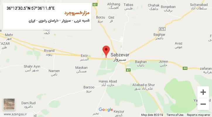 روستای مزارخسروجرد بر روی نقشه