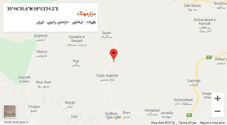 روستای مزارمهنگ بر روی نقشه