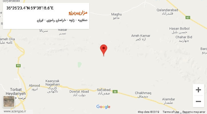 روستای مزارپیربرزو بر روی نقشه