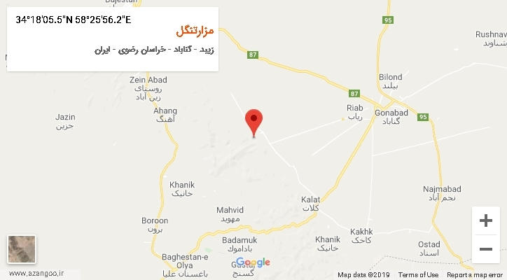 روستای مزارتنگل بر روی نقشه