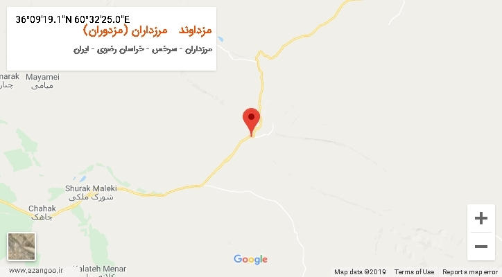 روستای مزداوند مرزداران (مزدوران) بر روی نقشه