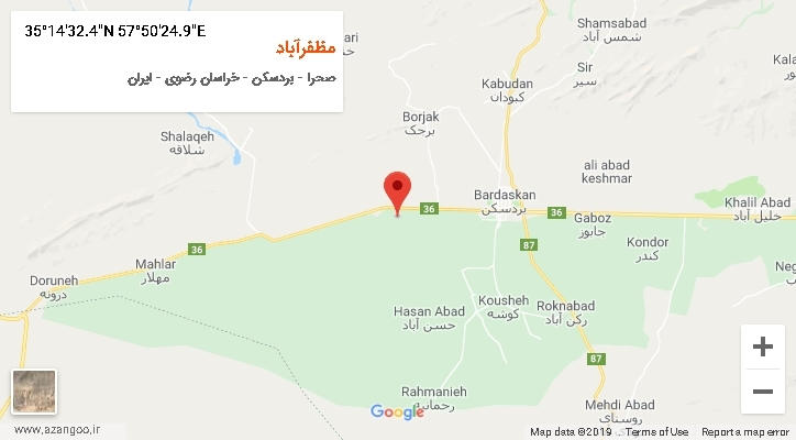 روستای مظفرآباد بر روی نقشه