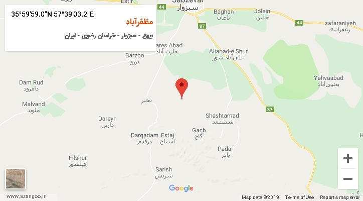روستای مظفرآباد بر روی نقشه