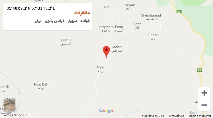 روستای مظفرآباد بر روی نقشه