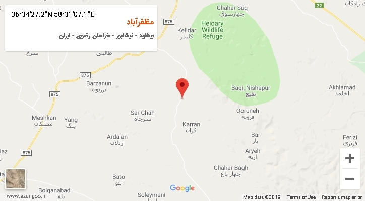 روستای مظفرآباد بر روی نقشه